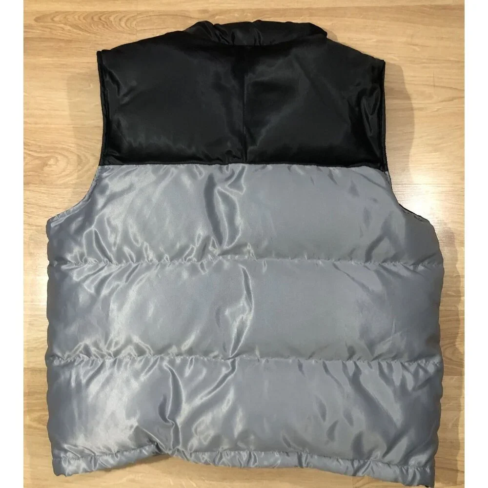 Mens EDDIE BAUER Down Puffer Vest Medium Gray‎ And Black
